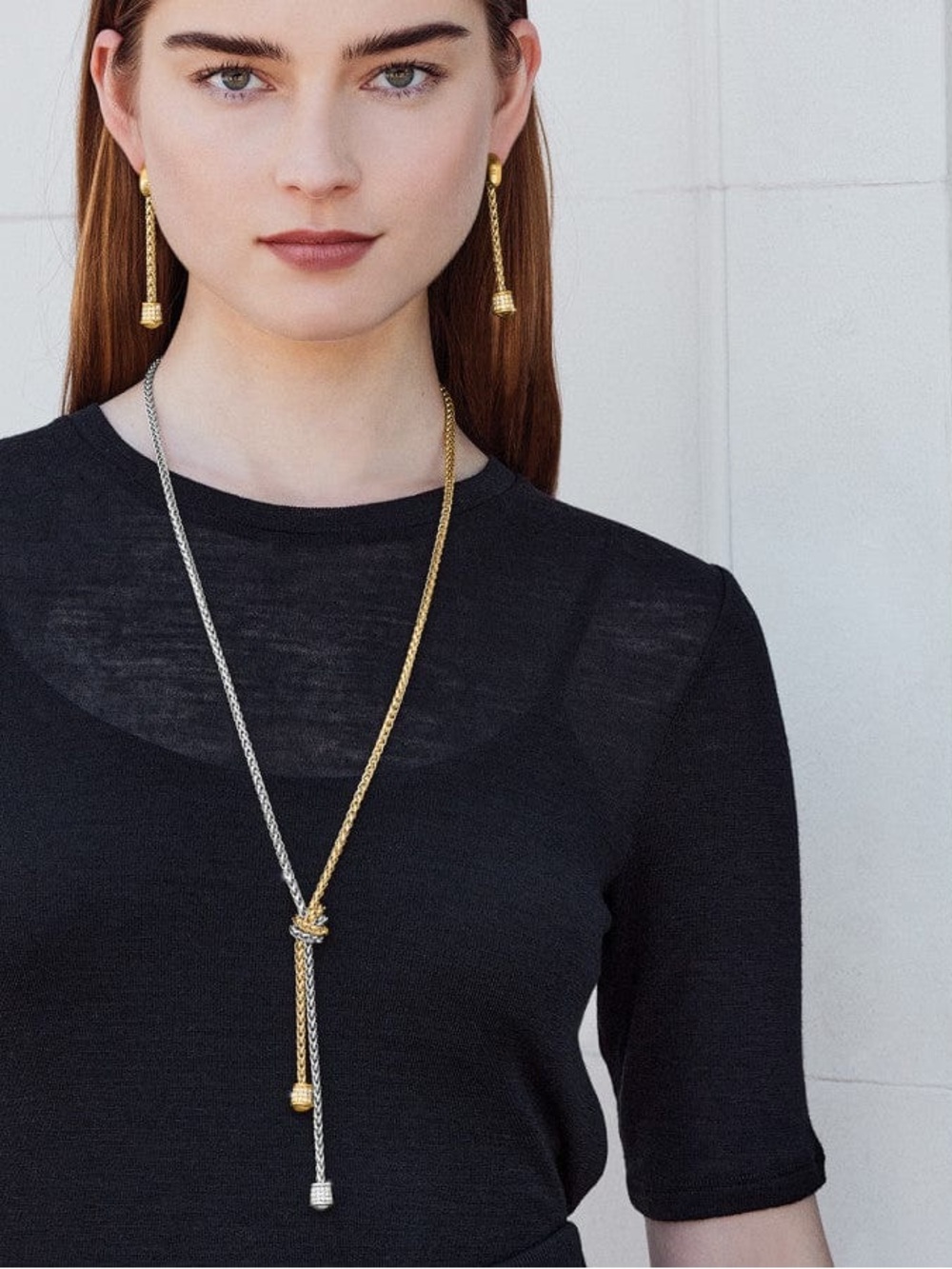 Brighton Two-Tone Gold and Silver Lariat Knot Meridian Necklace